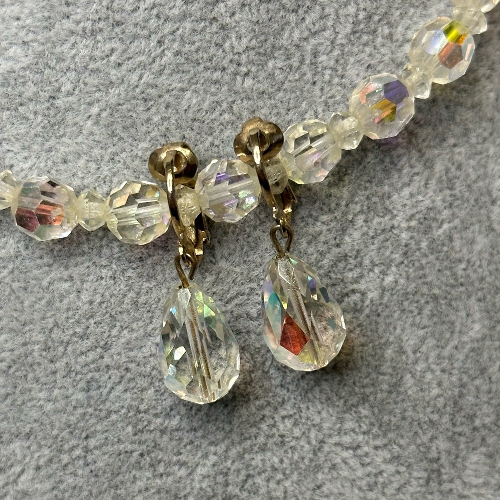 FINAL PRICE DROP Vintage Faceted Crystal Choker & Earrings - Picture 2 of 5